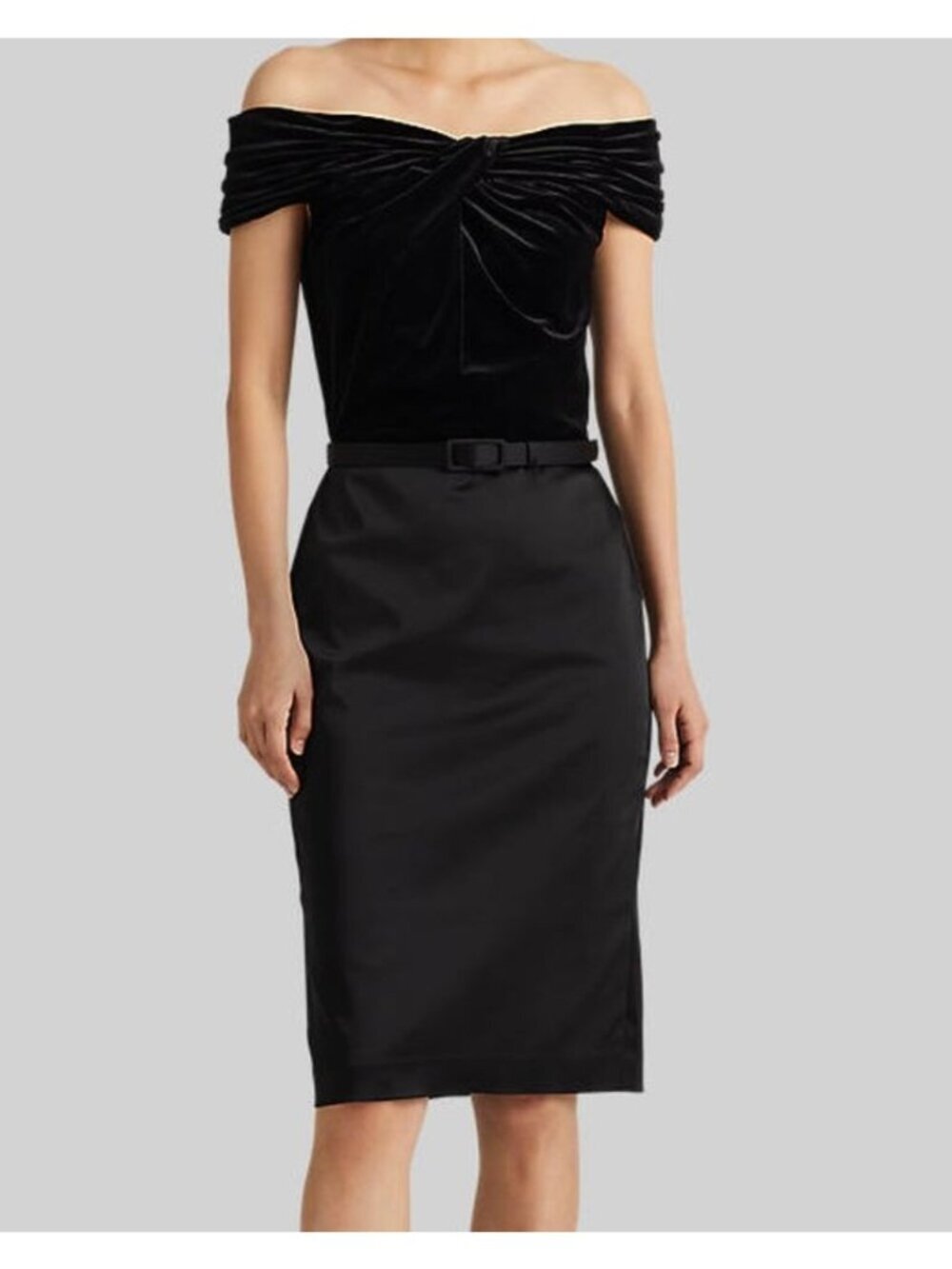 LAUREN RALPH LAUREN Off-the-Shoulder Cocktail Dress Black Velvet Size 4